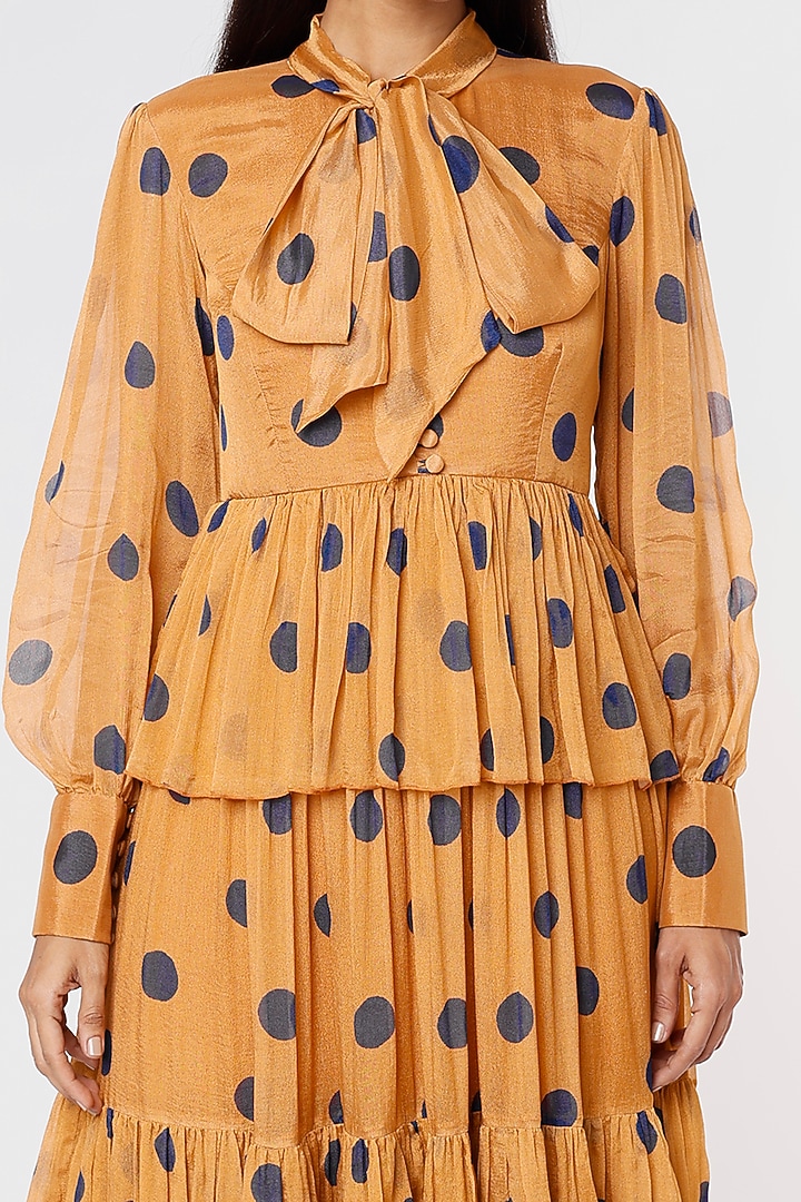 Orange Polka Dot Printed Vacation Dress by Koai at Pernia's Pop Up Shop