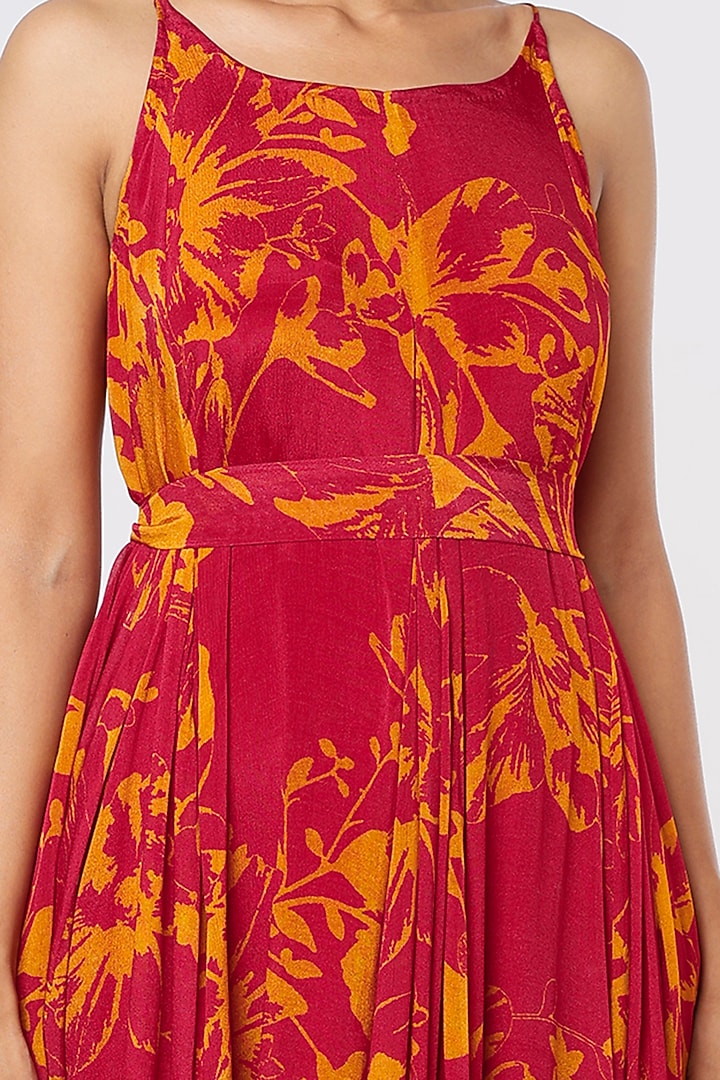 Dark Pink & Mustard Chiffon Vacation Dress by Koai at Pernia's Pop Up Shop