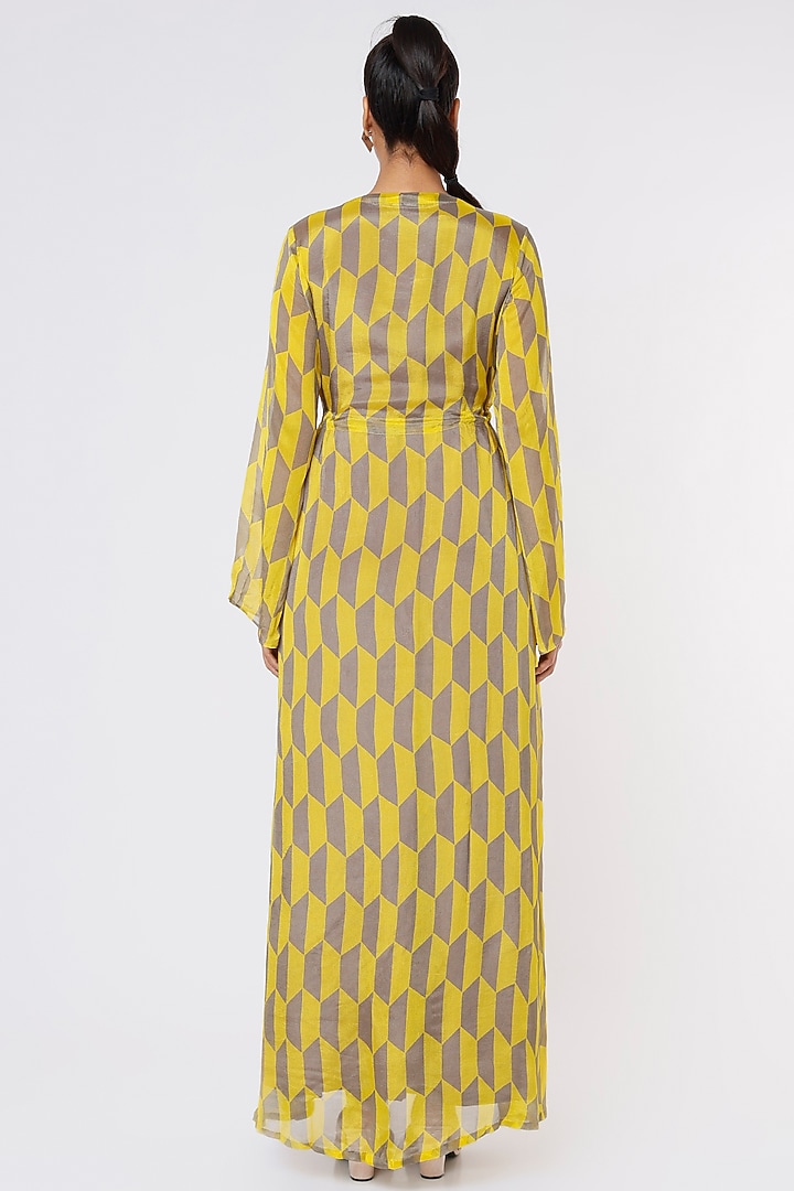 Mustard & Grey Printed Kaftan by Koai at Pernia's Pop Up Shop