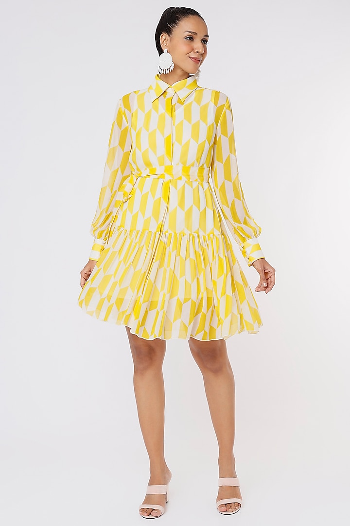 Cream & Yellow Printed Dress by Koai
