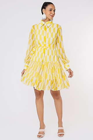 Cream & Yellow Printed Dress by Koai