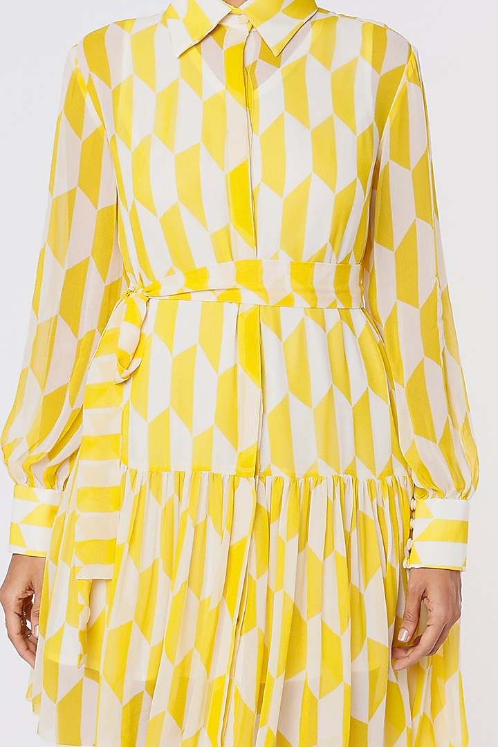 Cream & Yellow Printed Summer Dress by Koai at Pernia's Pop Up Shop
