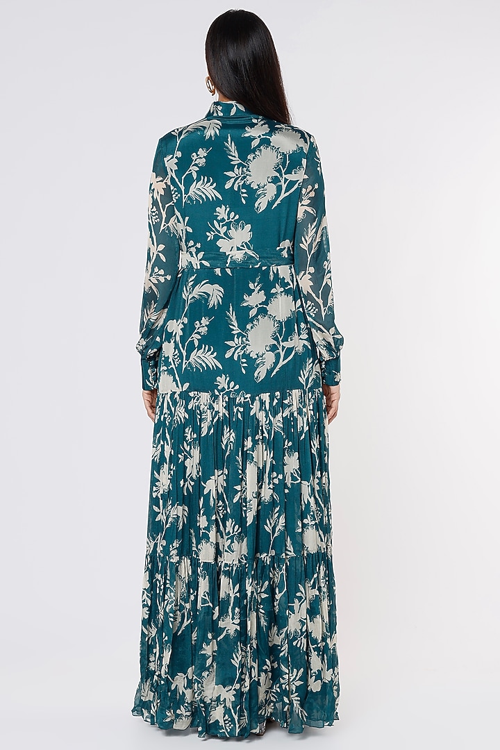 Teal & Cream Printed Vacation Dress by Koai at Pernia's Pop Up Shop