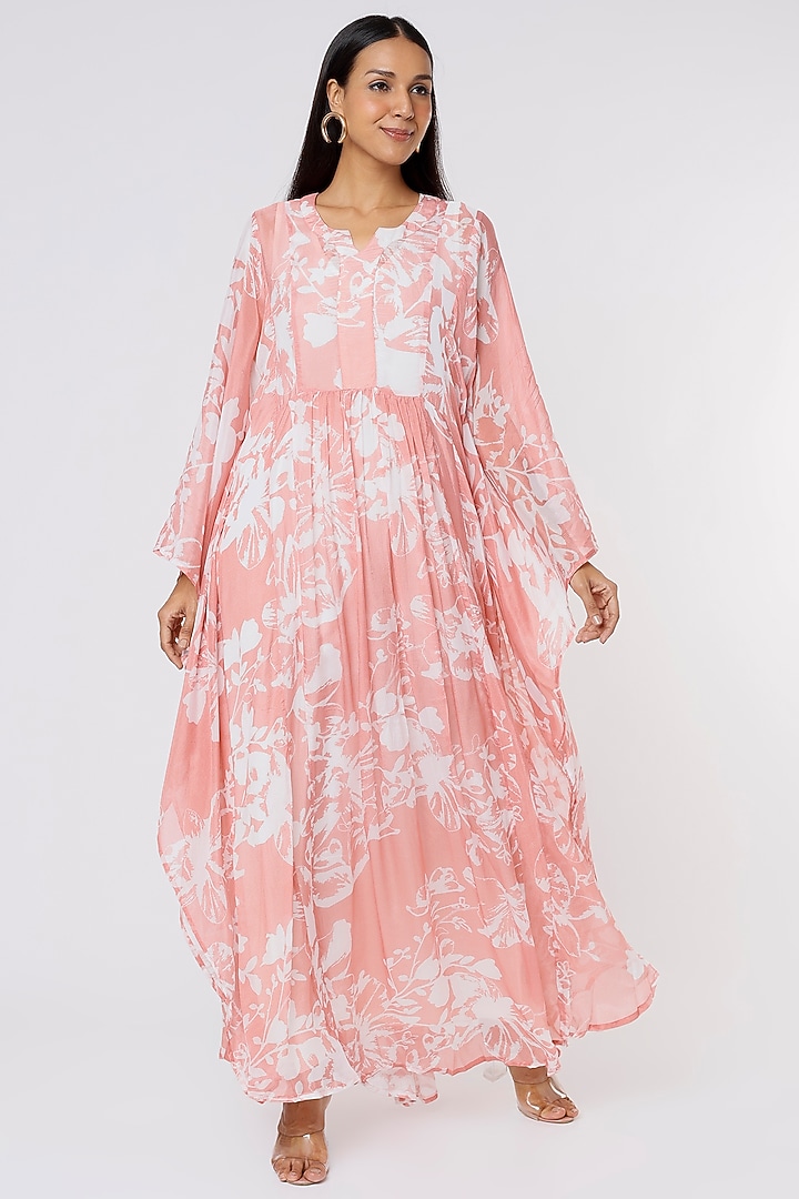 Pink & White Printed Kaftan by Koai at Pernia's Pop Up Shop