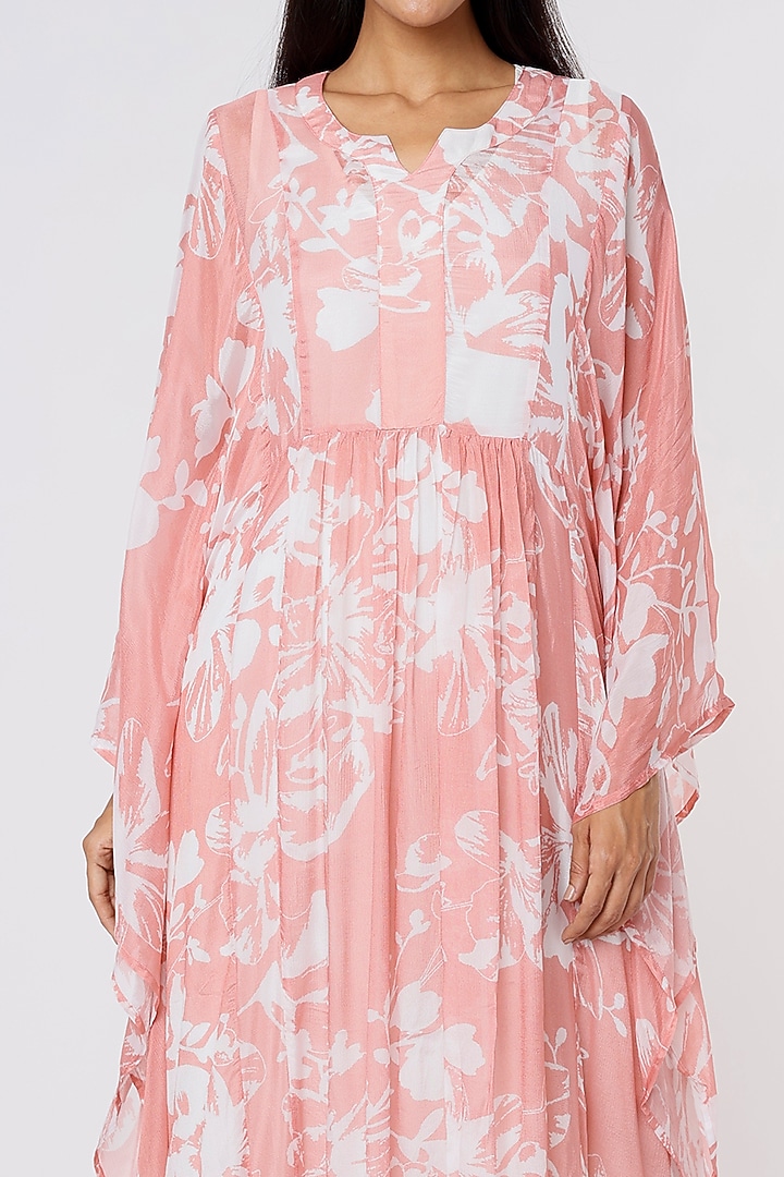 Pink & White Printed Kaftan by Koai at Pernia's Pop Up Shop
