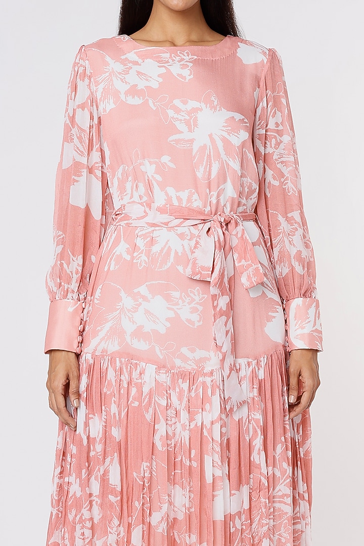 Pink & White Printed Maxi Vacation Dress by Koai at Pernia's Pop Up Shop