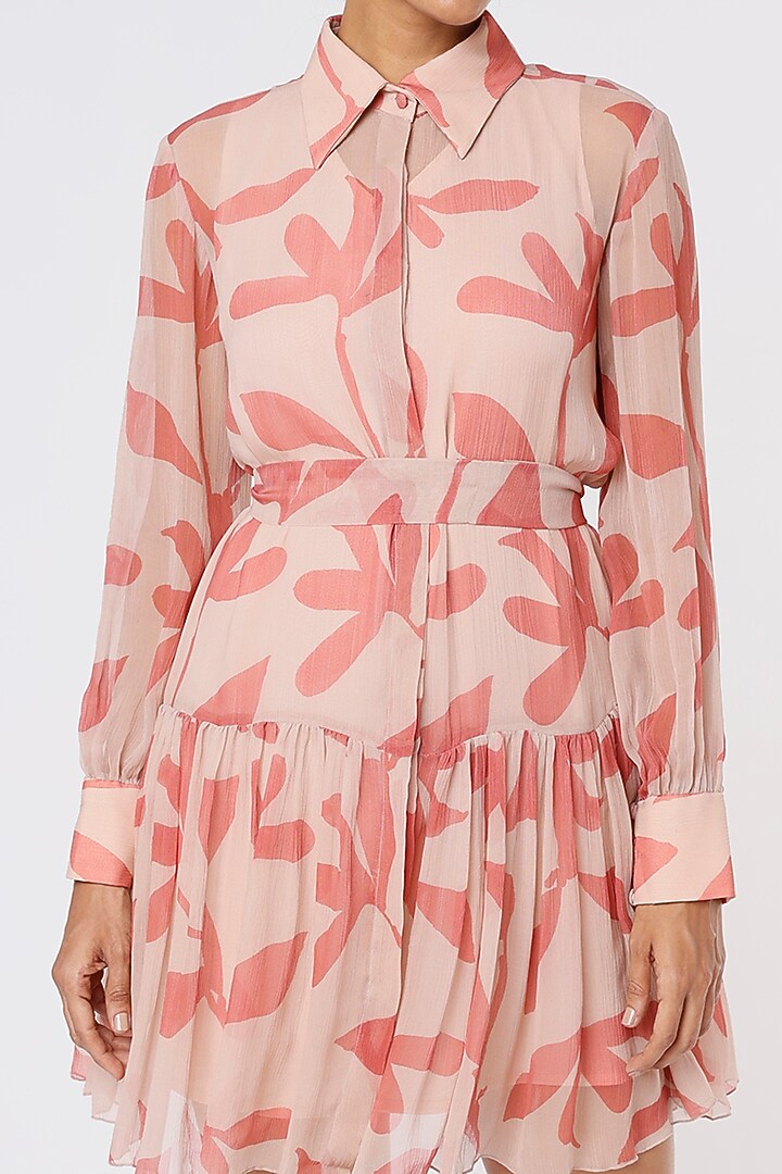 Pink & Peach Printed Summer Shirt Dress by Koai at Pernia's Pop Up Shop