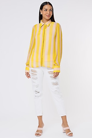 Pink & Mustard Printed Shirt by Koai