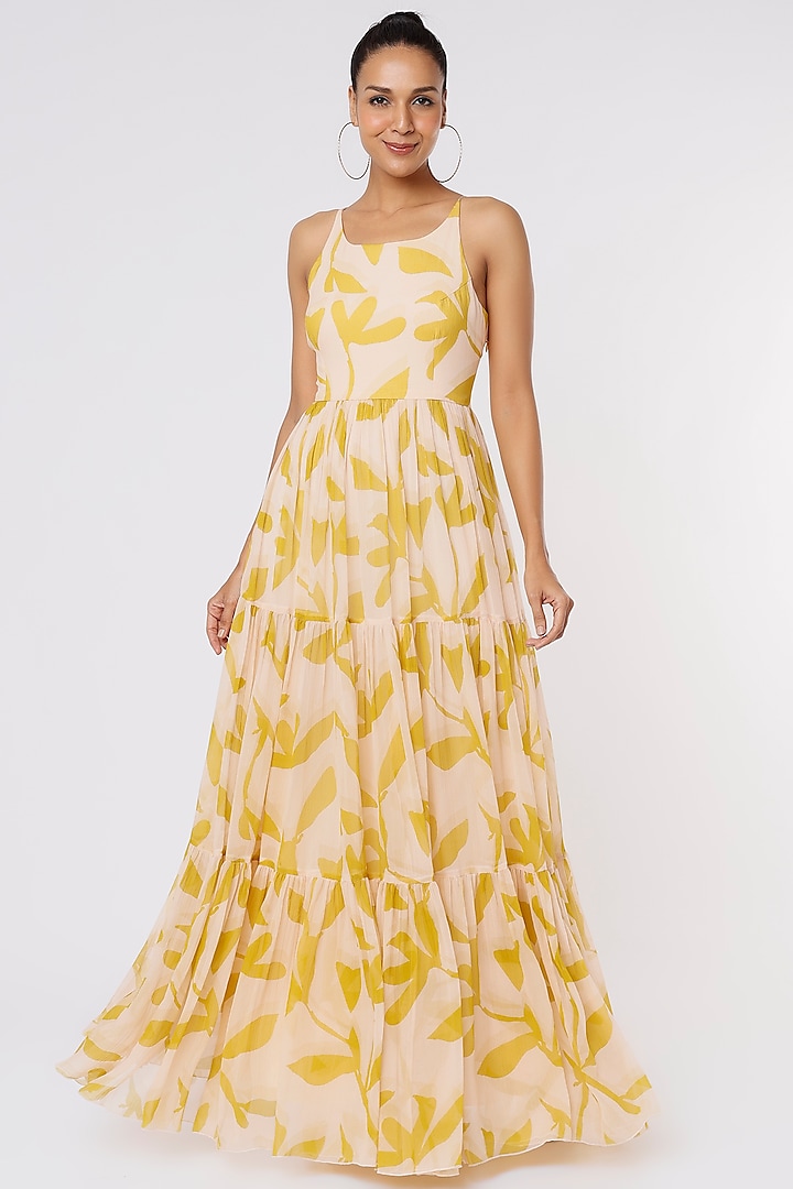 Peach & Mustard Layered Dress by Koai