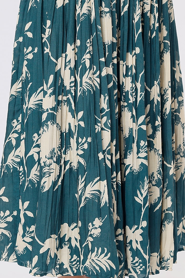 Teal & Cream Printed Skirt by Koai at Pernia's Pop Up Shop