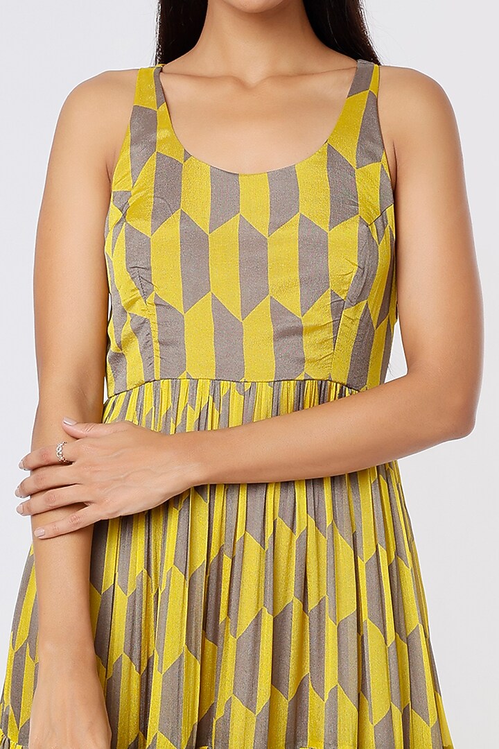 Mustard & Grey Printed Maxi Vacation Dress by Koai at Pernia's Pop Up Shop