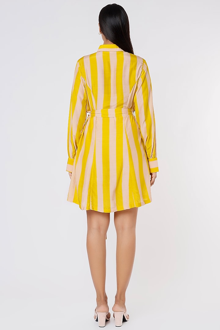 Peach & Mustard Printed Summer Dress With Belt by Koai at Pernia's Pop Up Shop