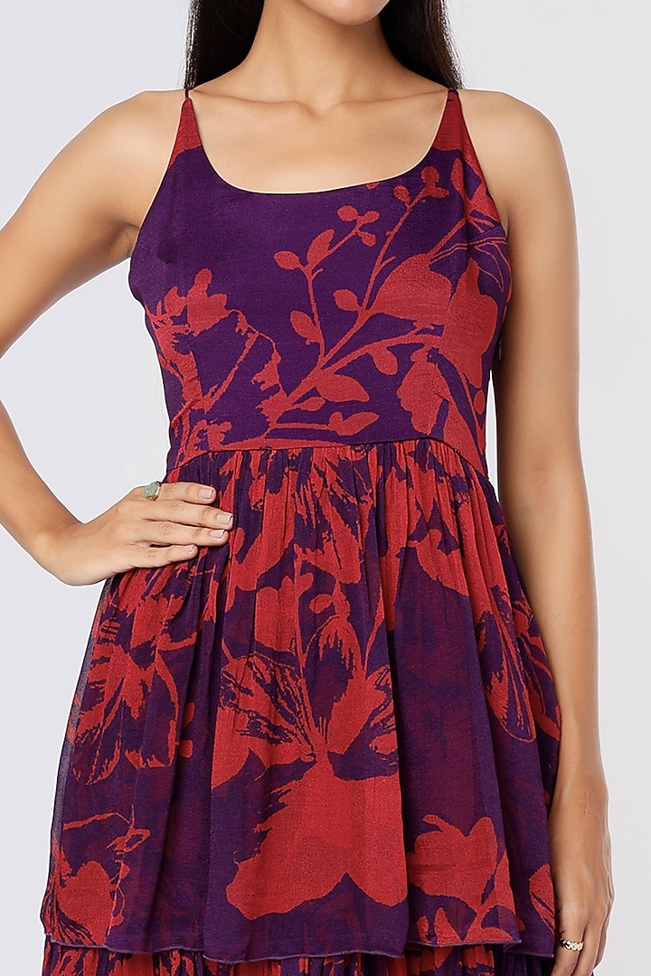 Purple & Red Floral Printed Vacation Dress by Koai at Pernia's Pop Up Shop