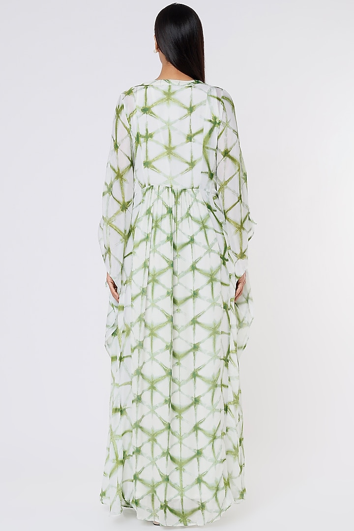 Green & White Printed Kaftan by Koai at Pernia's Pop Up Shop