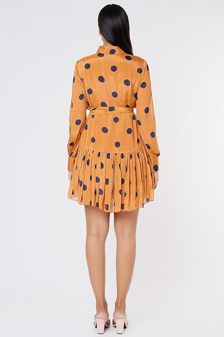 Orange & Blue Printed Summer Dress With Belt by Koai at Pernia's Pop Up Shop