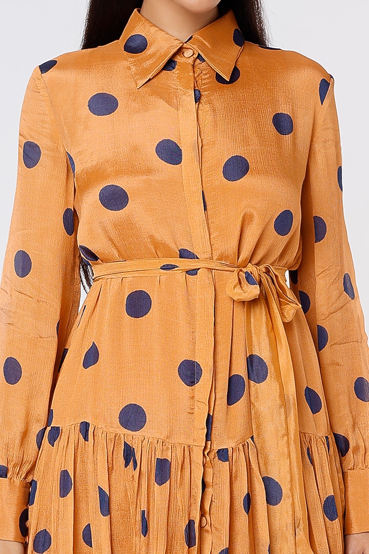 Orange & Blue Printed Summer Dress With Belt by Koai at Pernia's Pop Up Shop