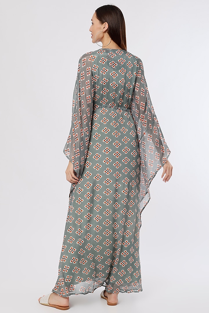Blue & Grey Chiffon Kaftan by Koai at Pernia's Pop Up Shop