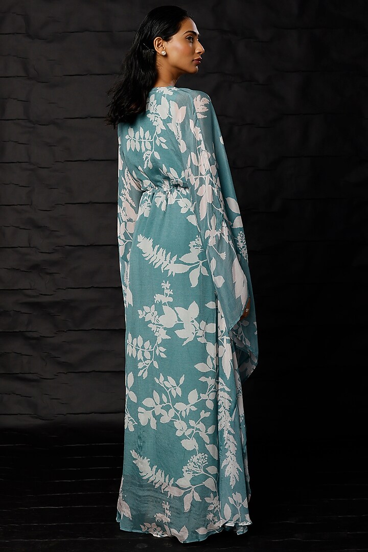 Sky Blue & White Printed Kaftan by Koai at Pernia's Pop Up Shop
