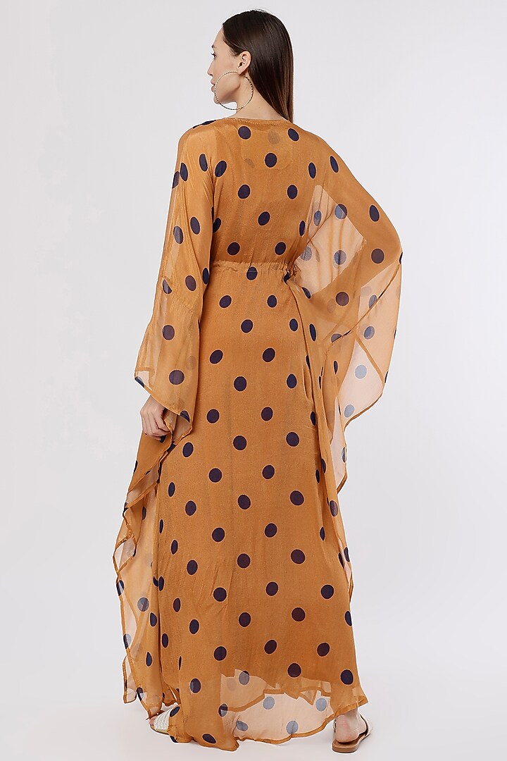Orange & Blue Polka Dot Printed Kaftan by Koai at Pernia's Pop Up Shop