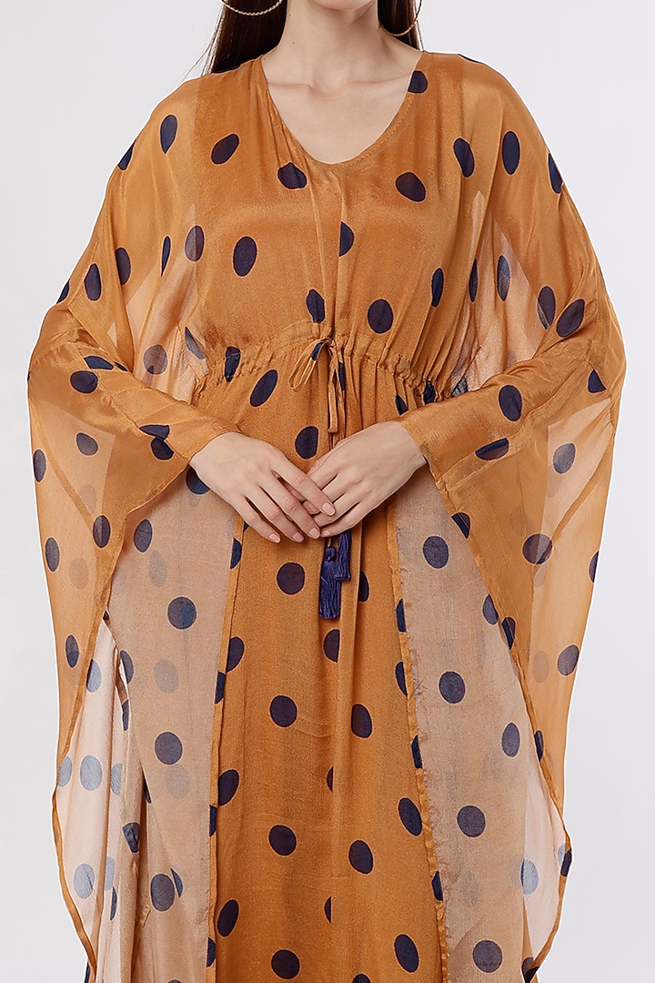 Orange & Blue Polka Dot Printed Kaftan by Koai at Pernia's Pop Up Shop