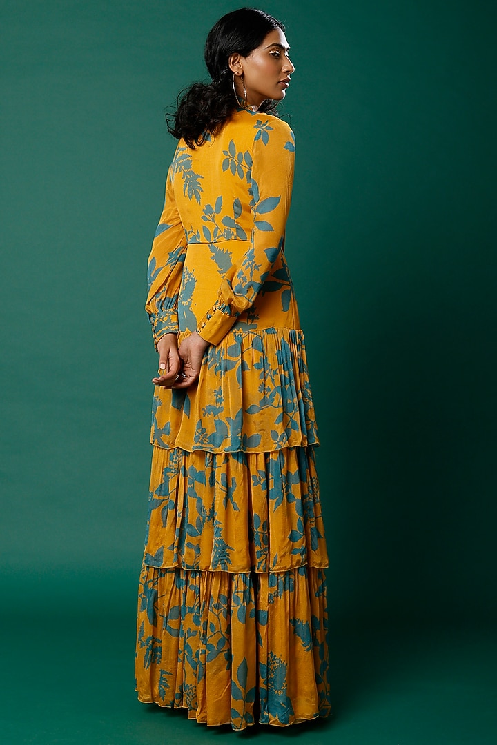 Mustard & Blue Printed Vacation Dress by Koai at Pernia's Pop Up Shop