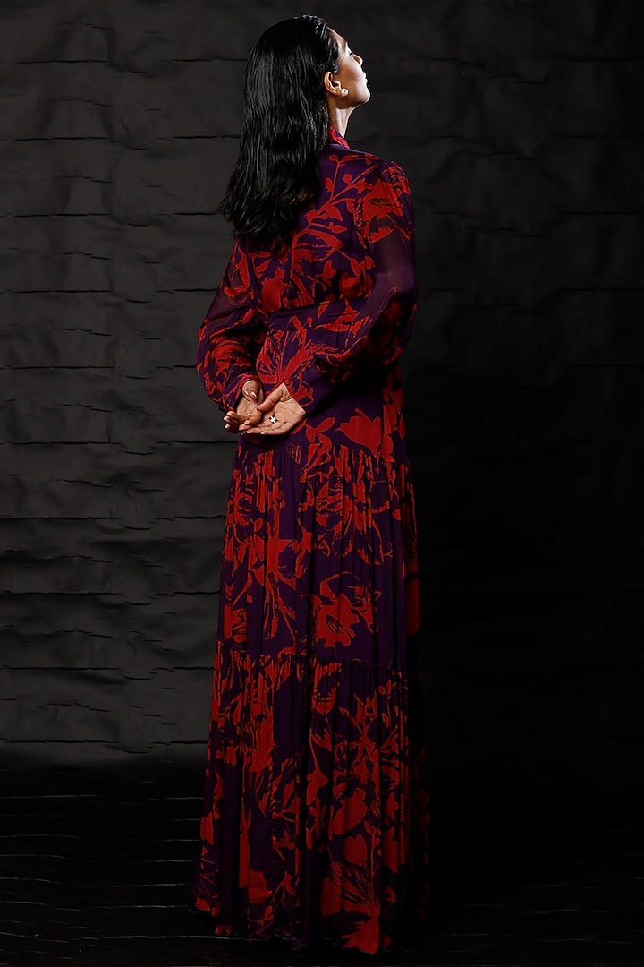 Purple & Red Floral Printed Vacation Dress by Koai at Pernia's Pop Up Shop