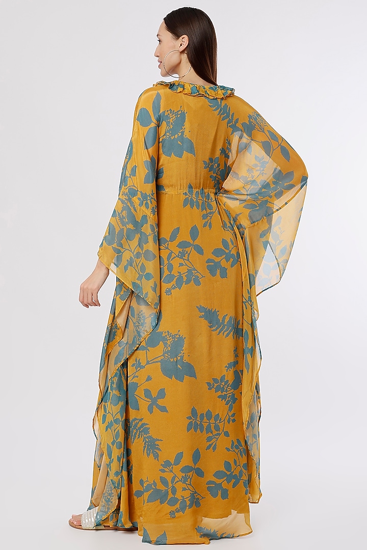 Mustard & Blue Printed Kaftan by Koai at Pernia's Pop Up Shop
