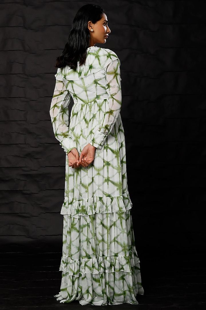 Cream & Olive Green Printed Maxi Dress Design by Koai at Pernia's Pop Up  Shop 2026