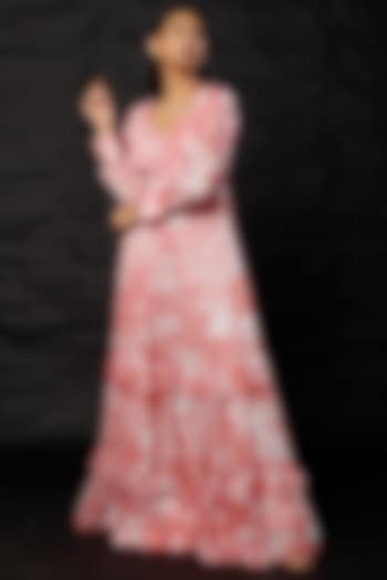 Blush Pink & White Printed Maxi Dress by Koai at Pernia's Pop Up Shop