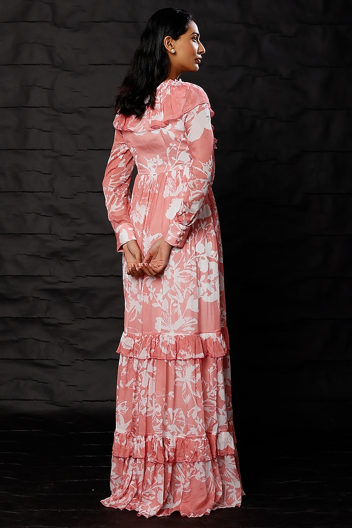 Blush Pink & White Printed Maxi Vacation Dress by Koai at Pernia's Pop Up Shop