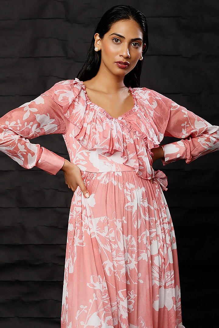 Blush Pink & White Printed Maxi Vacation Dress by Koai at Pernia's Pop Up Shop
