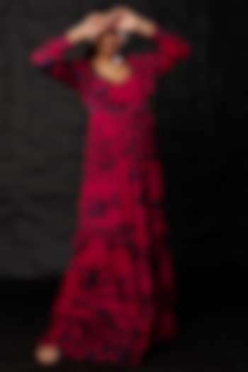 Red & Blue Floral Printed Maxi Vacation Dress by Koai at Pernia's Pop Up Shop