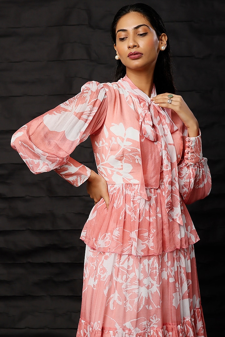 Blush Pink & White Floral Printed Vacation Dress by Koai at Pernia's Pop Up Shop