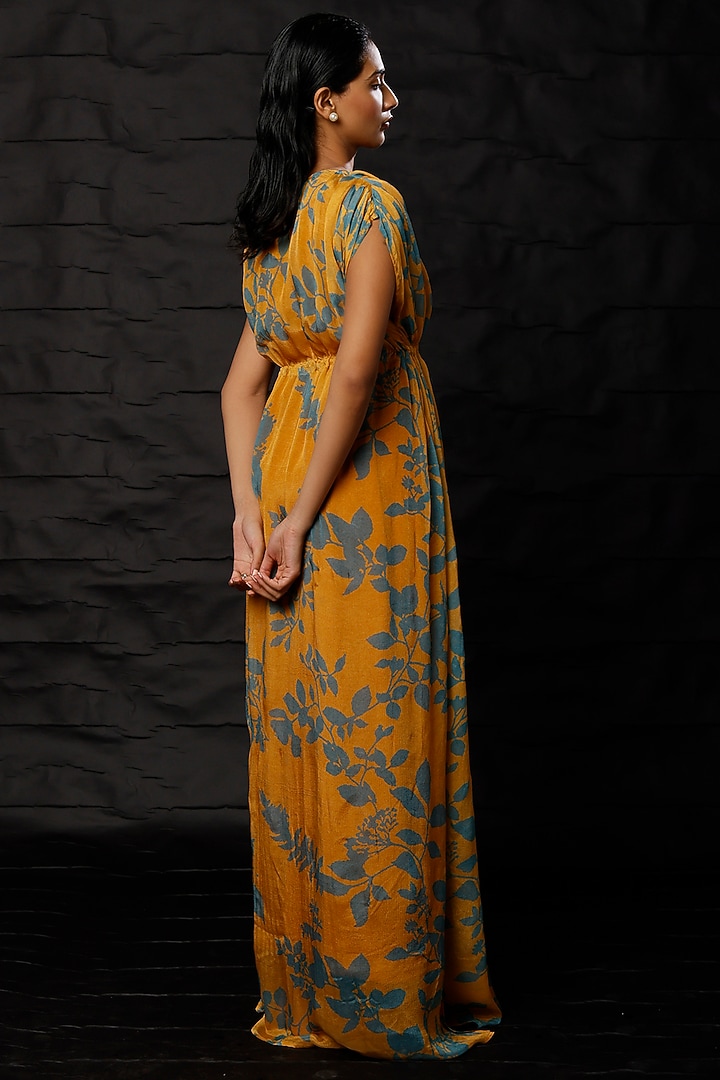 Mustard & Blue Printed Kaftan by Koai at Pernia's Pop Up Shop
