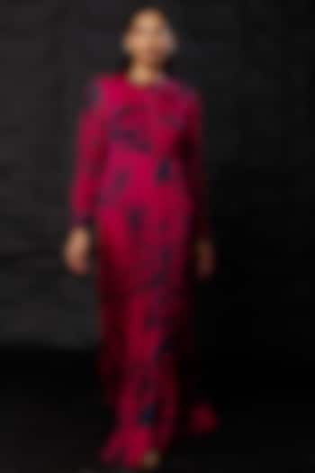 Red & Blue Chiffon Printed Maxi Vacation Dress by Koai at Pernia's Pop Up Shop