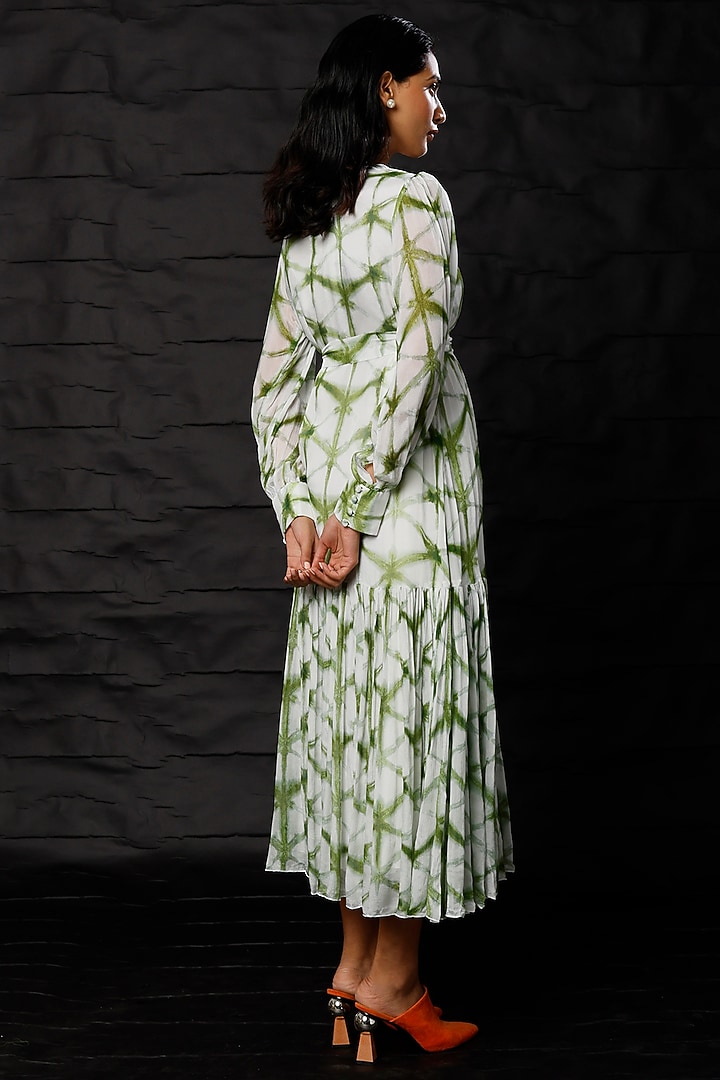 Cream & Green Printed Maxi Vacation Dress by Koai at Pernia's Pop Up Shop