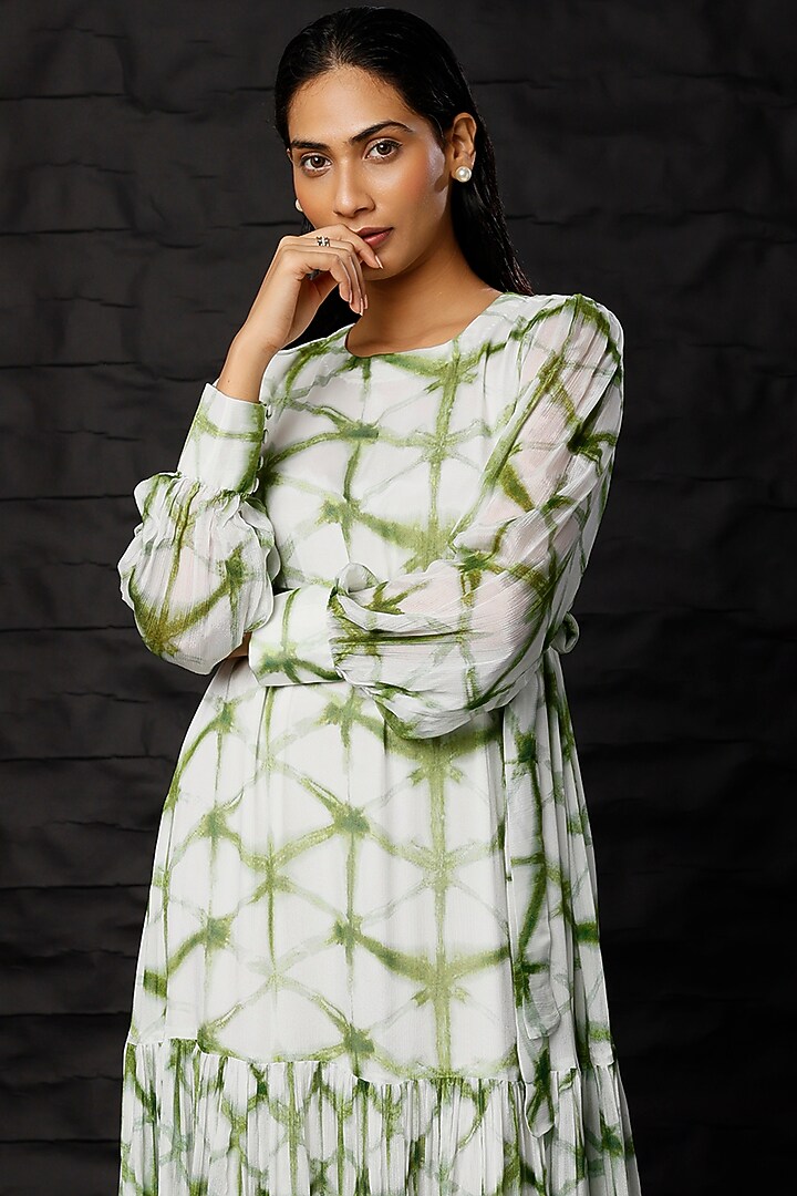 Cream & Green Printed Maxi Vacation Dress by Koai at Pernia's Pop Up Shop
