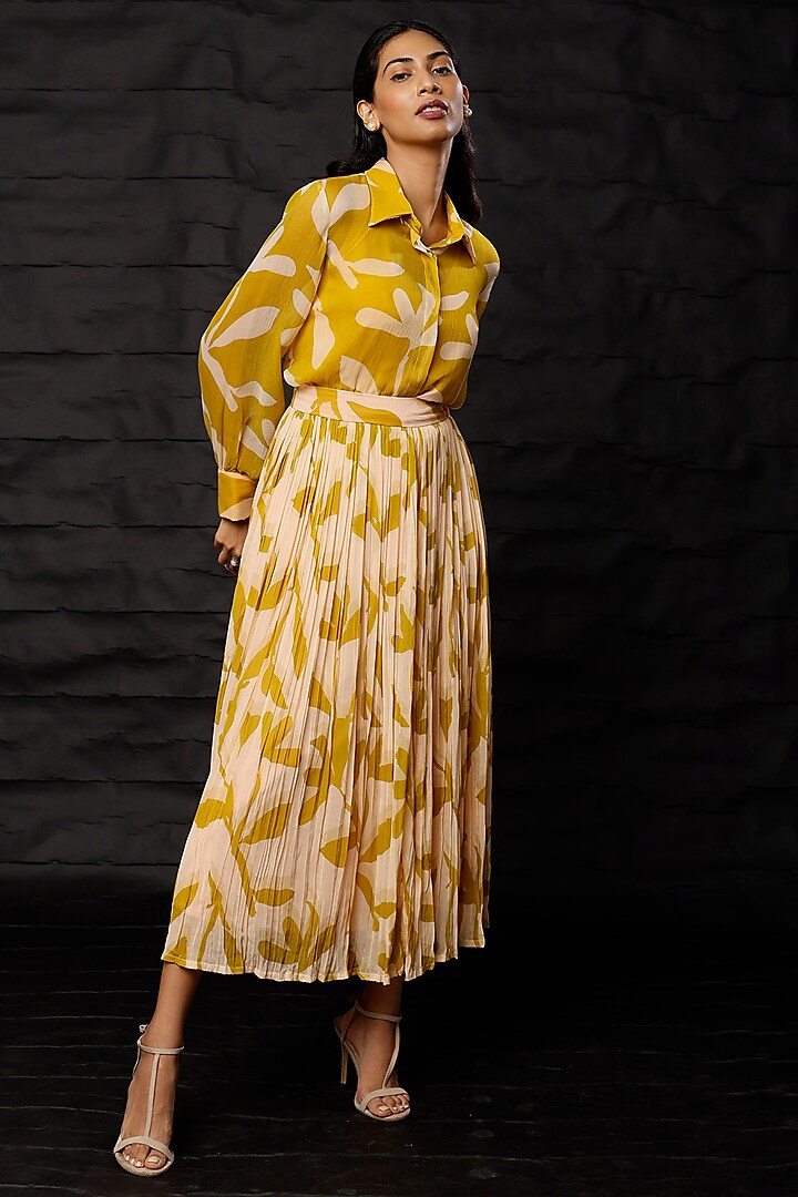 Peach & Mustard Printed Skirt by Koai at Pernia's Pop Up Shop