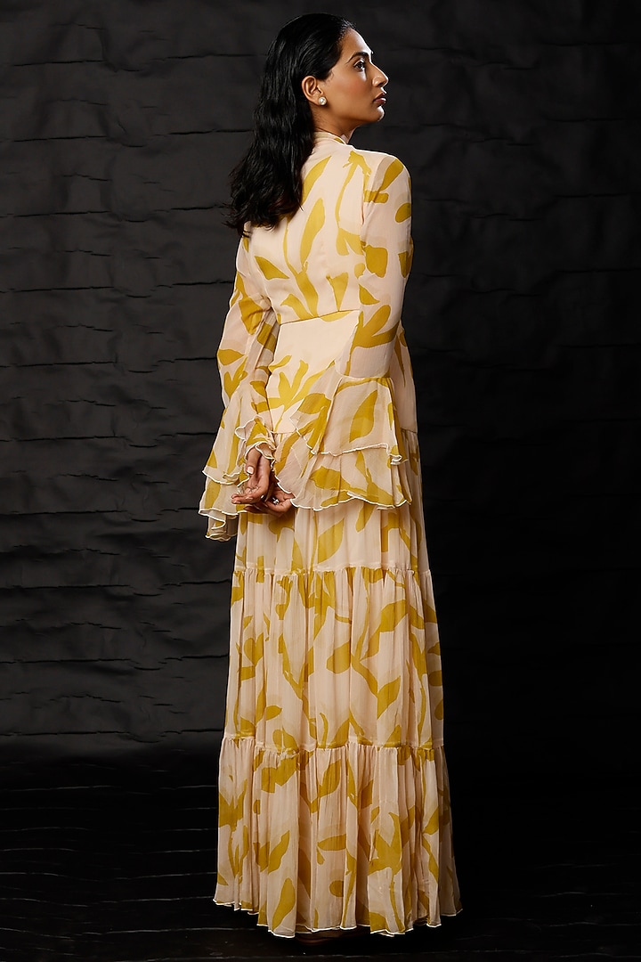 Peach & Mustard Printed Maxi Vacation Dress by Koai at Pernia's Pop Up Shop