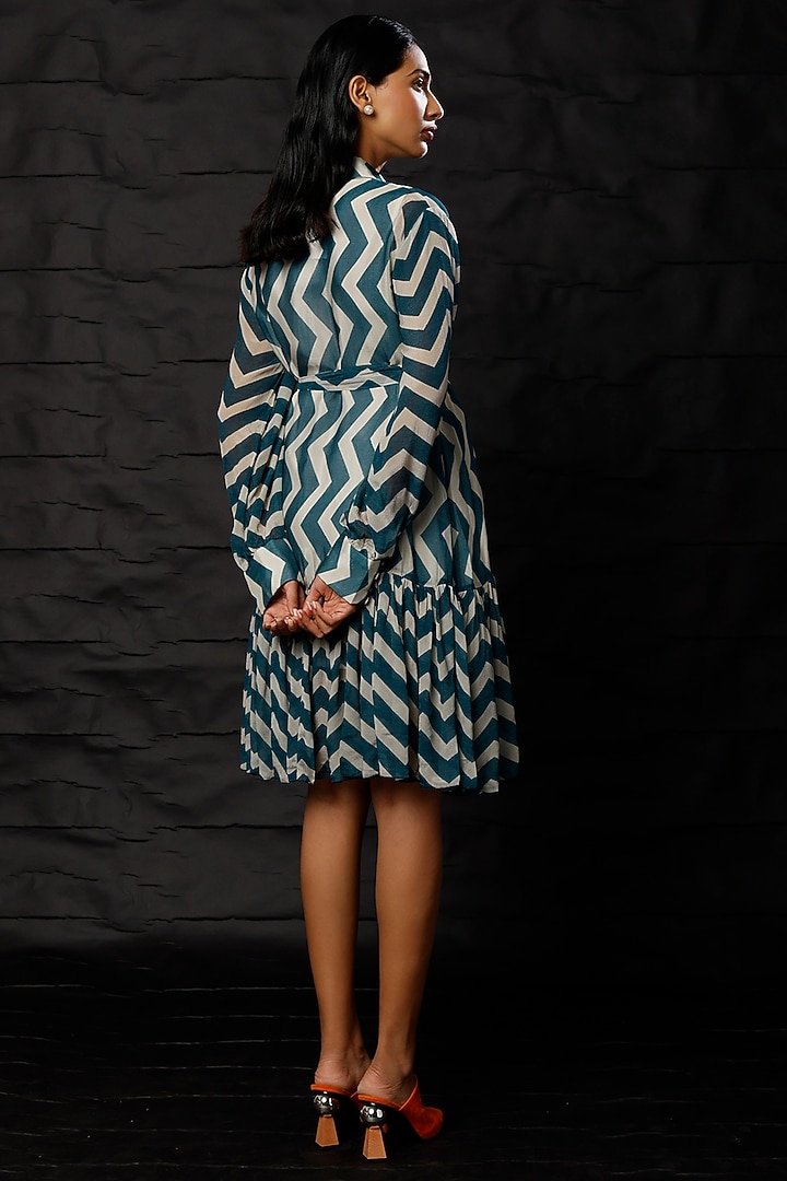 Teal & White Printed Summer Shirt Dress by Koai at Pernia's Pop Up Shop