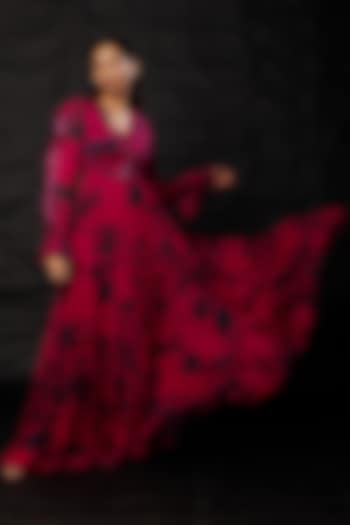 Red & Blue Chiffon Vacation Dress by Koai at Pernia's Pop Up Shop