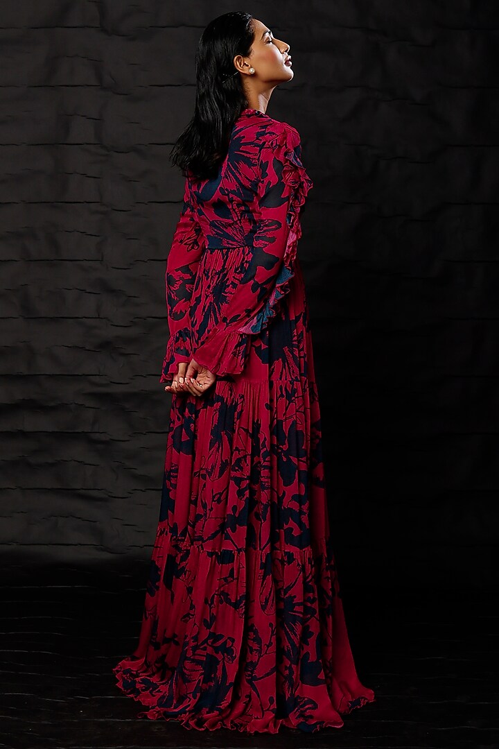 Red & Blue Chiffon Vacation Dress by Koai at Pernia's Pop Up Shop