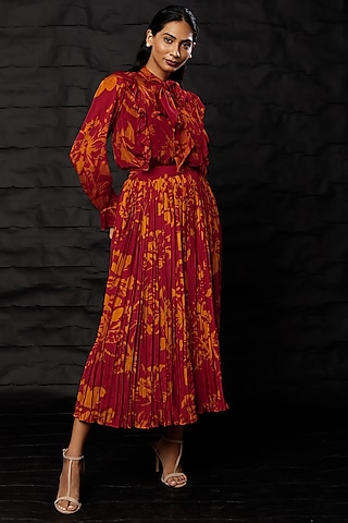 Maroon Printed Top by Koai