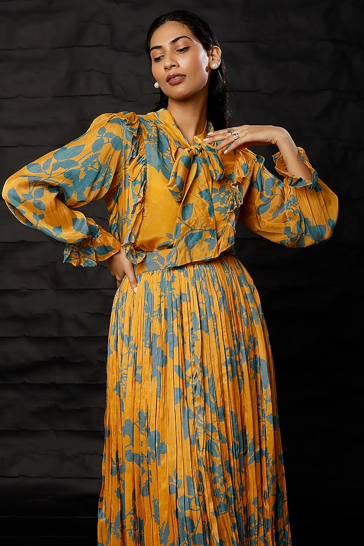 Mustard & Blue Printed Top by Koai at Pernia's Pop Up Shop