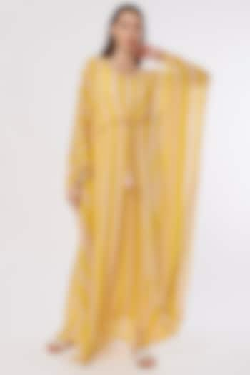 Peach & Mustard Striped Kaftan by Koai at Pernia's Pop Up Shop