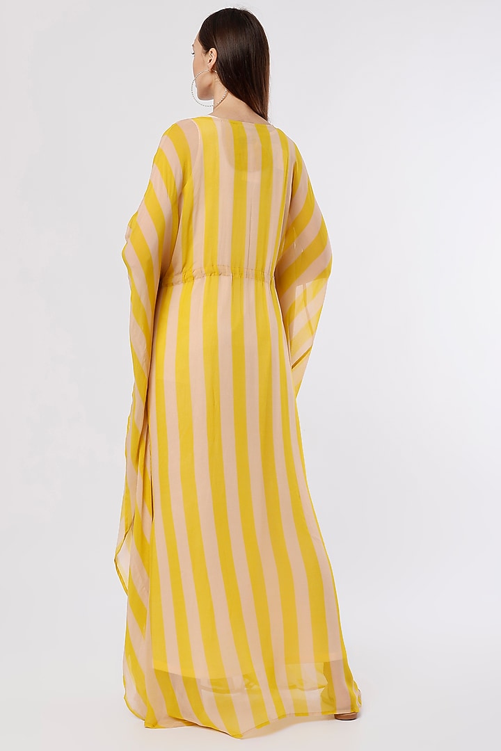 Peach & Mustard Striped Kaftan by Koai at Pernia's Pop Up Shop