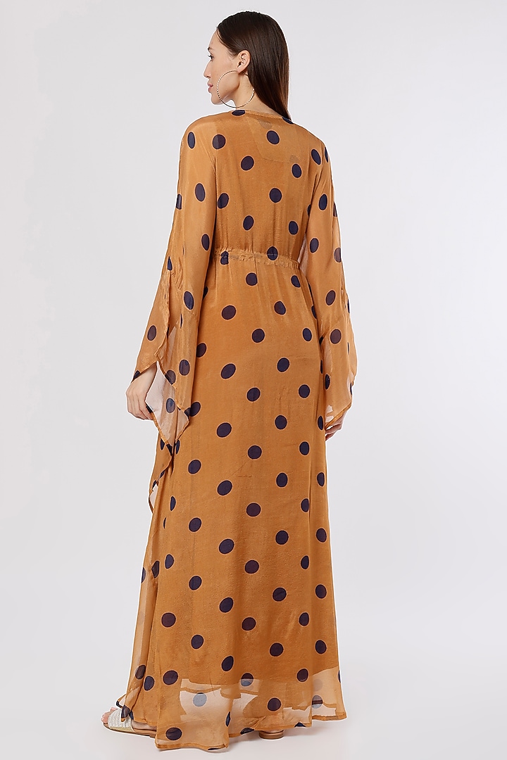 Orange & Blue Polka Dot Printed Kaftan by Koai at Pernia's Pop Up Shop