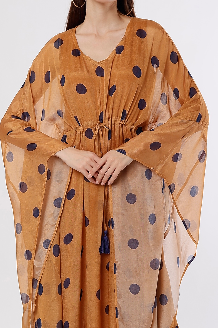 Orange & Blue Polka Dot Printed Kaftan by Koai at Pernia's Pop Up Shop