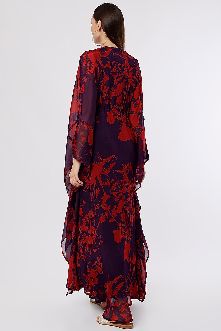 Purple & Red Printed Kaftan by Koai at Pernia's Pop Up Shop