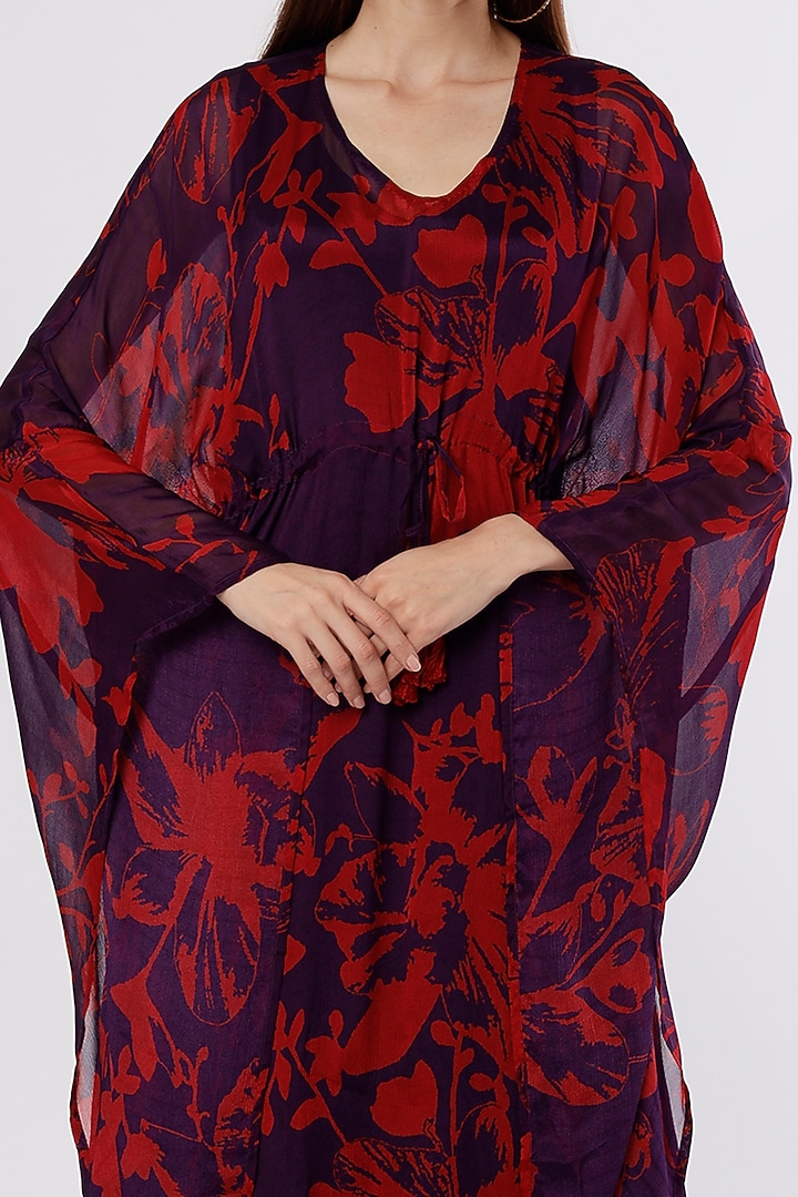 Purple & Red Printed Kaftan by Koai at Pernia's Pop Up Shop